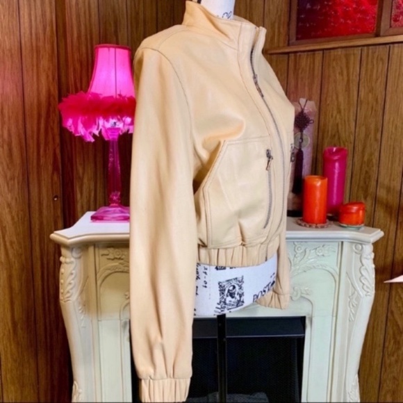 Pasha + Jo Soft Cream Color Leather Jacket - Picture 2 of 7